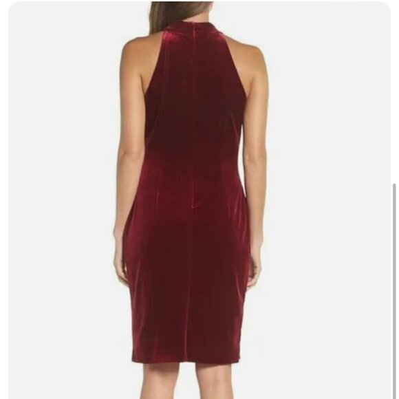 Vince Camuto Red/Burgundy Velvet Draped Ruched Halter Neck Dress NWT 6 - Picture 3 of 11